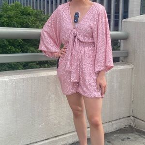 Beautiful Pink Sequin Romper! - Pink Lily XS